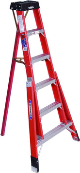 WERNER FTP6200 Series FTP6206 Tripod Ladder, 10 ft Max Reach H, 6-Step, 300 lb, Type IA Duty Rating, 3 in D Step, Black